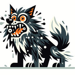 illustration of a rabid dog with rabies disease