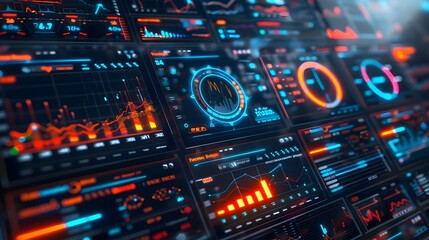 Obraz premium Vibrant Digital Marketing Dashboard with Real Time Analytics and Campaign Management