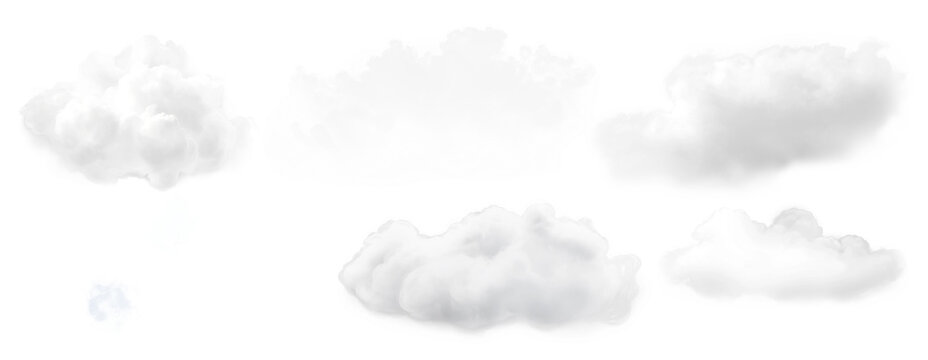 watercolor of white floating cloud set