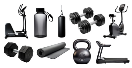 dark black fitness equipment set