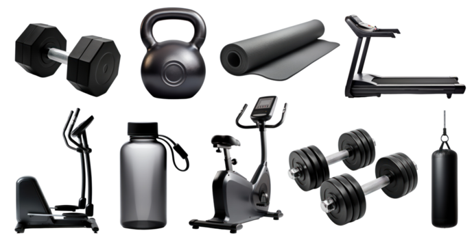 dark black fitness equipment set