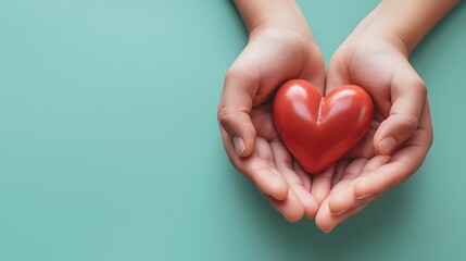 Obraz premium 9. A pair of hands holding a heart-shaped object, conveying love and care