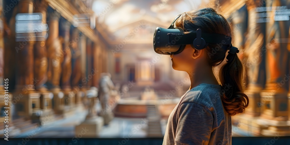 Poster immersive virtual reality classroom transporting students into captivating 3d historical environment