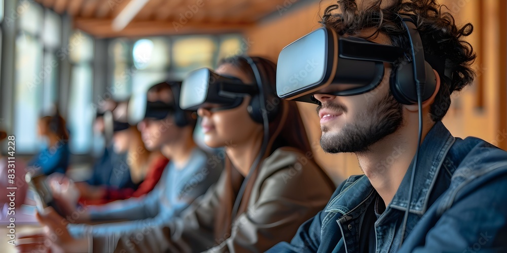 Poster students participating in immersive virtual reality language class