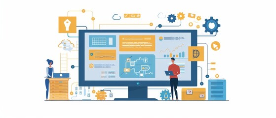 Automation business process innovation technology concept on virtual screen 