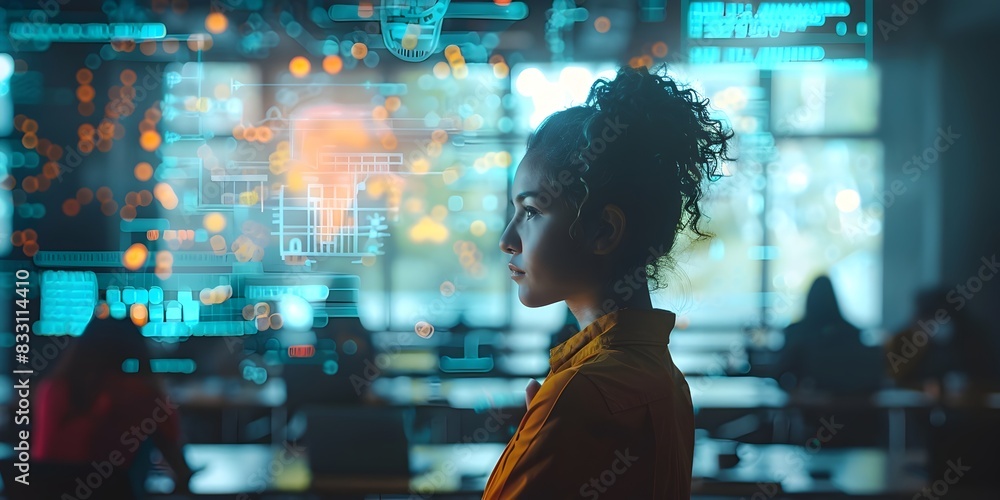 Aufkleber futuristic classroom with tutors assisting students in language learning