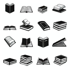 Book icons set, logo isolated on white background, vector illustration
