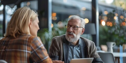 Fototapeta premium Senior Couple Consulting with Financial Advisor on Estate Planning