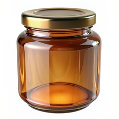 3D Render of an Amber Glass Jar, on isolated white background, Generative AI