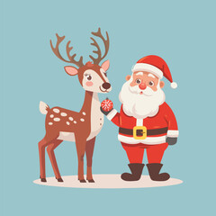 a deer and a deer are standing in the snow