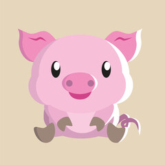 Pig vector with detailed illustration of light and shadow