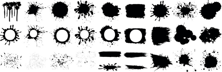 Black ink splatter, vector ink splashes, grunge elements, abstract paint spots, artistic design, creative backgrounds illustration, texture, messy, graphic resources