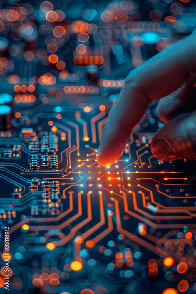 Poster artificial intelligence ai circuit board in shape electronic