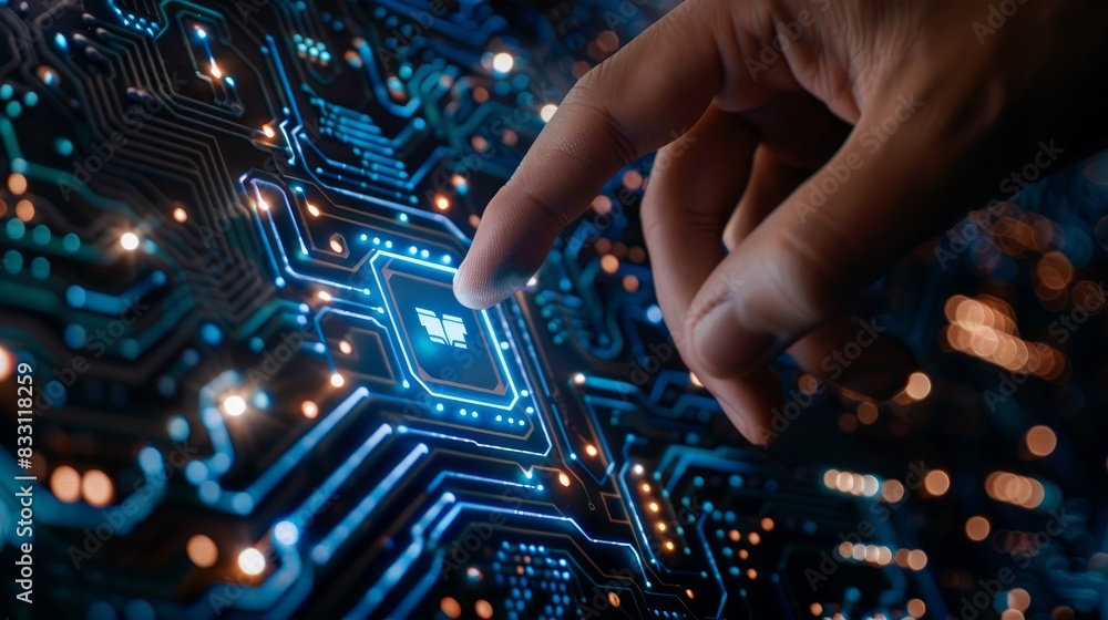Poster artificial intelligence ai circuit board in shape electronic