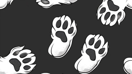 Fototapeta premium White Dog Paw Line Art Pattern for Pet Designs
