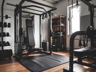 Fototapeta premium Customized Gym Studio with Specialized Equipment for Personalized Fitness Routines and Strength Training Sessions