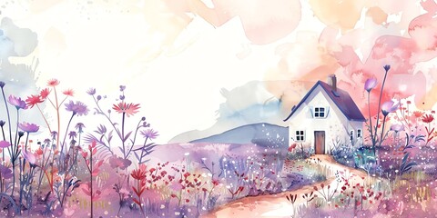 Small cottage in a lavender field