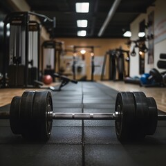 Fototapeta premium Focused Fitness:A Dedicated Workout Routine in a Clean Gym Space