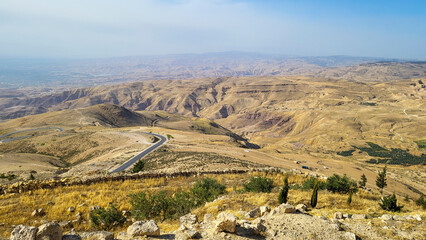 View of Mount Nebo the desert through which Moses traveled on his way to the Promised Land 