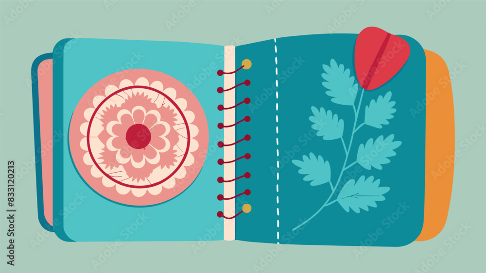 Poster The smoothness of embroidered thread intertwined with delicate lace and sewn onto the pages adding a unique and tactile element to the journaling. Vector illustration