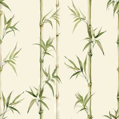 Fototapeta premium seamless pattern of bamboo stalks and delicate leaves