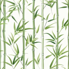 seamless pattern of bamboo stalks and delicate leaves