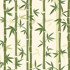 seamless pattern of bamboo stalks and delicate leaves