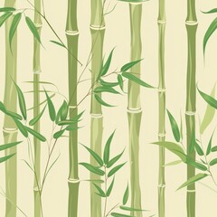 seamless pattern of bamboo stalks and delicate leaves