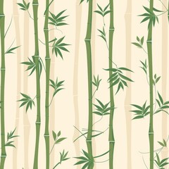seamless pattern of bamboo stalks and delicate leaves
