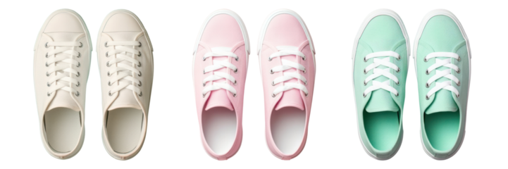 top view pastel sneaker set