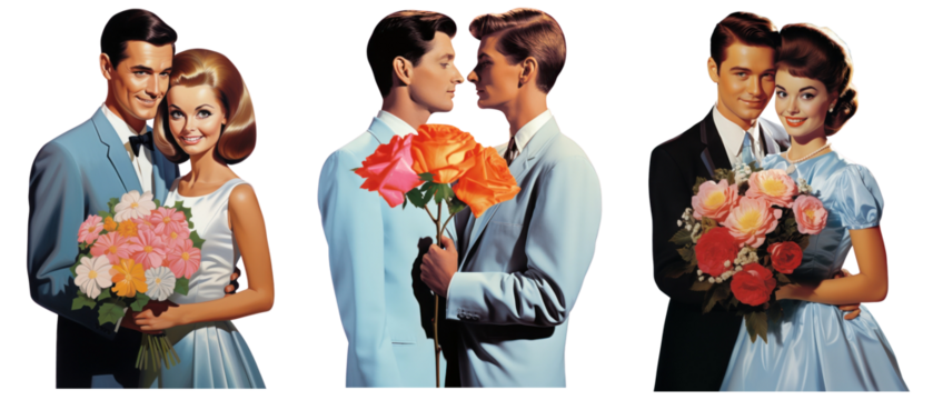 Wedding couple holding flower set - Powered by Adobe