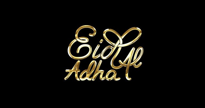 Eid al-Adha animation text with alpha channel. Luxury handwritten calligraphy in 4 clips. Great for celebrating the festival of sacrifice, creating festive videos,and sharing greetings on social media