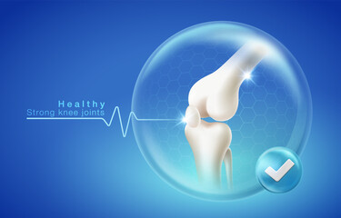 Strong knee joints Healthy. Orthopedic protection design concept for medicine, clinic, pharmacy, orthopedic hospital. Vector illustration file.