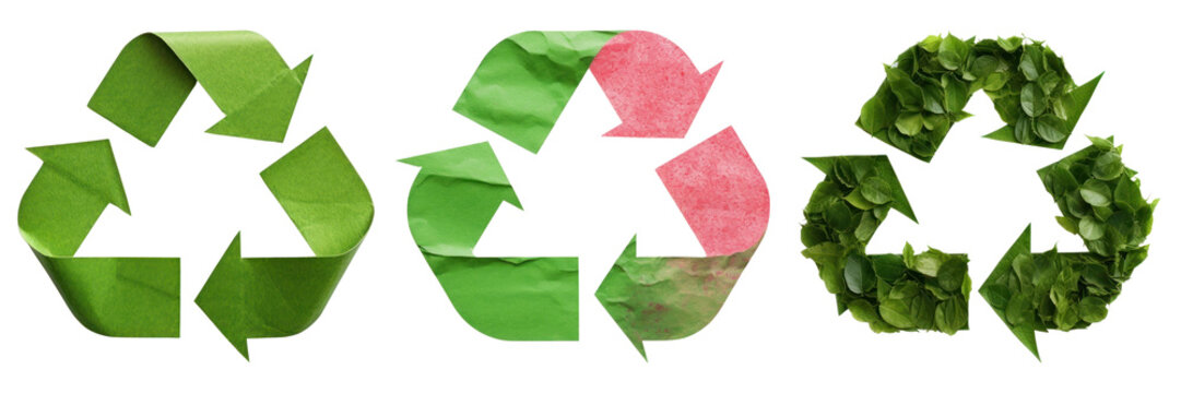 green recycle symbol icon set