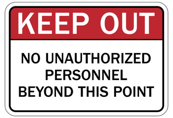 Unauthorized person keep out sign