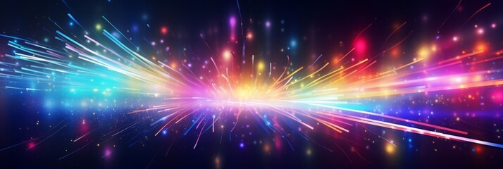 Fototapeta premium High technology concept of digital space. light streaks and glow, futuristic speed motion in neon lines, glowing fast moving path, dark night atmosphere.