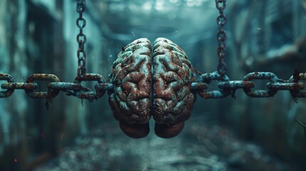 Confined mind, abstract virtual 3d visualization.