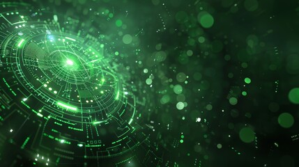 Green tech and icon for communication or data sharing on global dashboard and interface