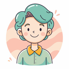 Minimalist person with a happy expression, crafted in an adorable doodle style, Generative AI