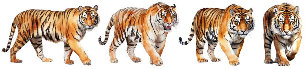 Obraz premium watercolor of tiger illustration set