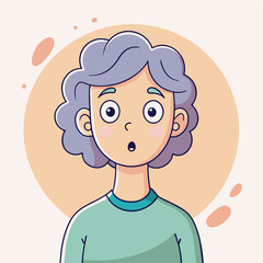 Minimalist person with a surprised expression, crafted in an adorable doodle style, Generative AI