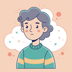 Minimalist person with a thoughtful expression, crafted in an adorable doodle style, Generative AI