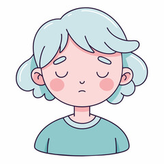 Minimalist person with a sleepy expression, crafted in an adorable doodle style, Generative AI