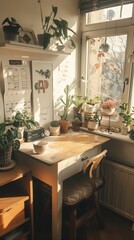 Fototapeta premium Home Design Inspiration. Corner Desk near Window of Bedroom