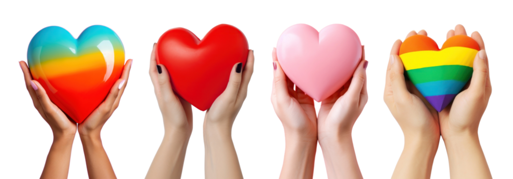 Hand holding big heart set