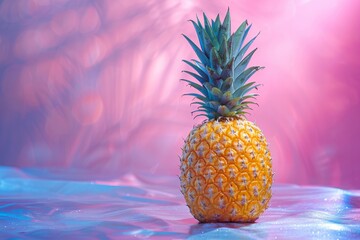 An award-winning photograph of a fresh pineapple, beautifully styled and lit for an advertisement, showcasing its vibrant colors and texture