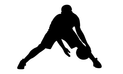 silhouette of basketball player dribbling the ball