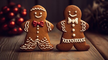 Obraz premium A gingerbread man and woman,
