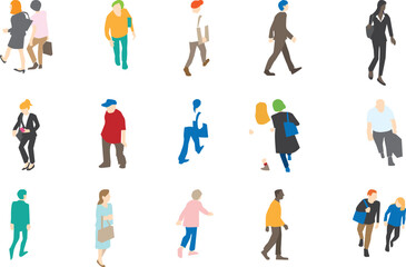 歩く人間のイラストセット