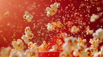 A popcorn on a flying the air with background